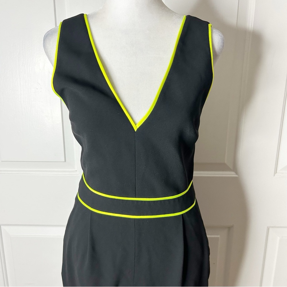 Alice + Olivia Black Jeri Neon Straight Leg Jumpsuit (size 2) - Picture 3 of 11